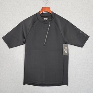 RHONE Mens Size Med‎ Black Freeride Rashguard Short Sleeve Zipper New
